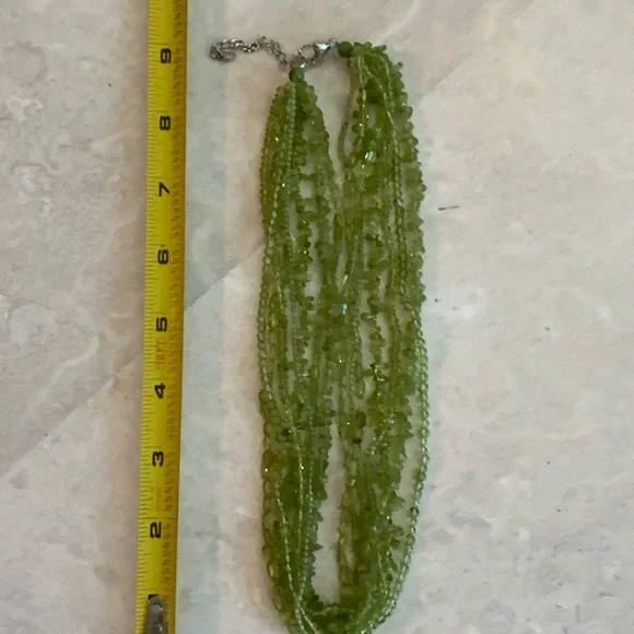 Shimmering 7 Strand Peridot Necklace